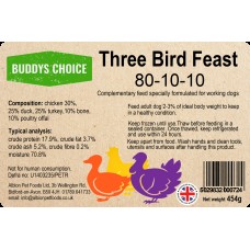 Albion Raw - Buddy's Choice Three Bird Feast 80-10-10 (454g) Albion Raw - Buddy's Choice Three Bird Feast 80-10-10 (454g)