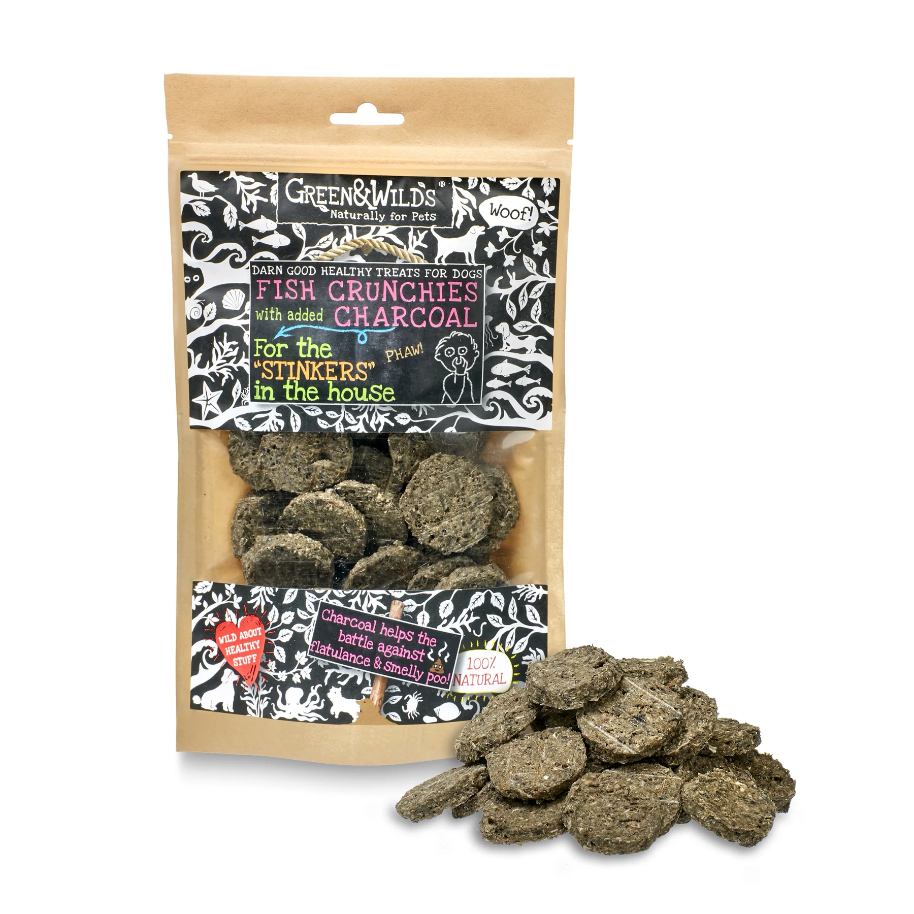 Green & Wild Fish Crunchies with Charcoal 100g
