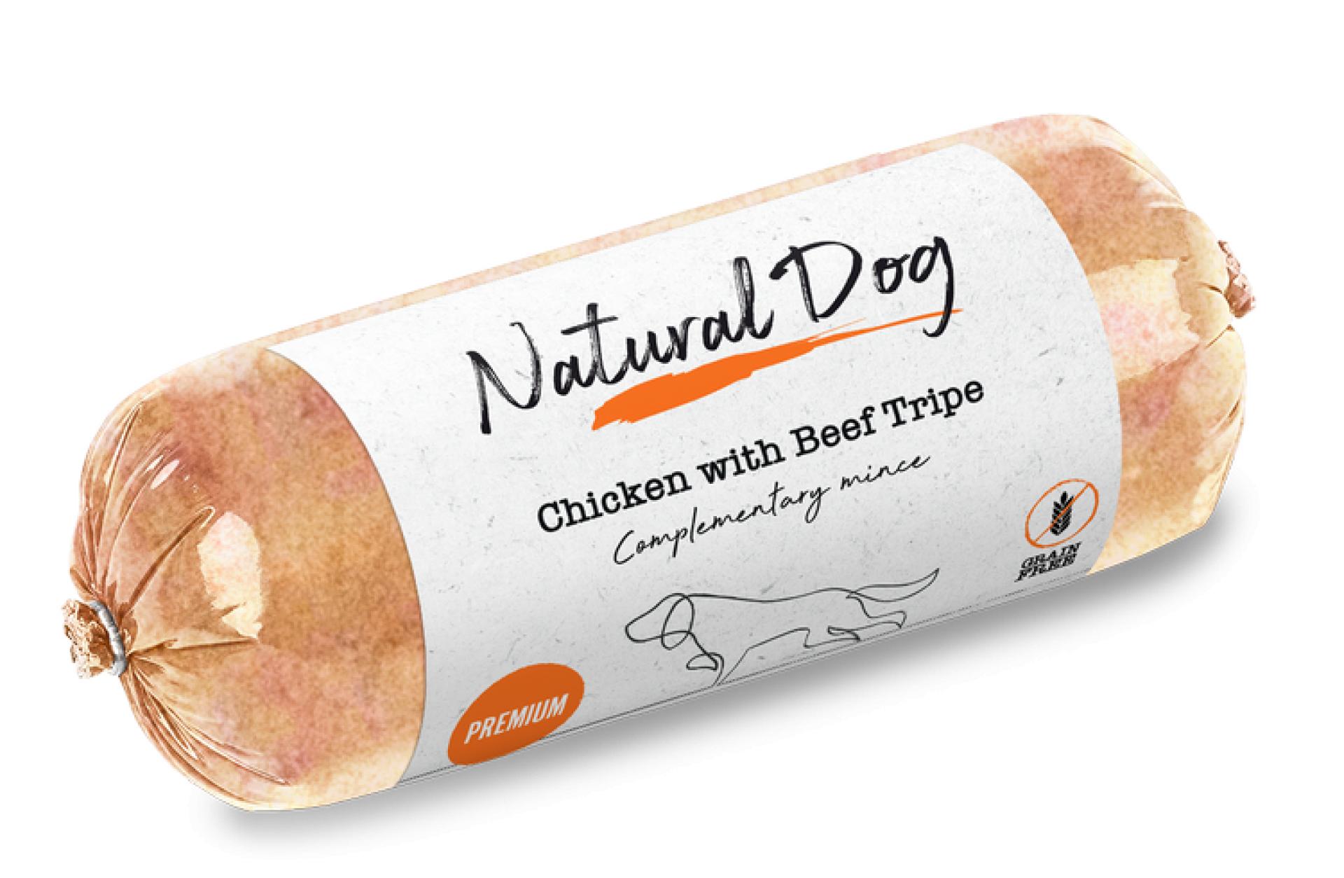 Natural Dog Chicken with Beef Tripe Chub 500g 